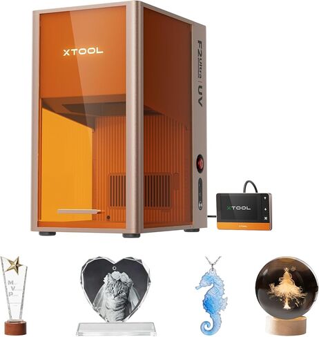 xTool F2 Ultra UV Laser Engraver, 5W UV Laser, 3D Inner and Fine Glass Engraving, Dual 48MP Cameras, 15,000 mm/s High Speed, AI Powered 2D-to-3D Software, Ultra-Precise Detail on Glass Plastic Acrylic in Kuwait