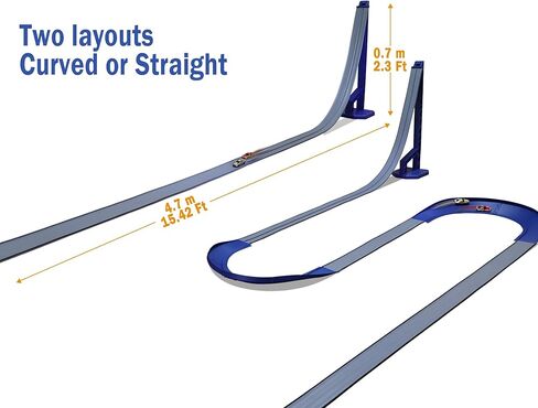 FateGo Flex Race Car Track Set with Double U-Turn Design, Dual-Lane Car Track Toy for Kids Compatible with Diecast 1/64th Cars in Kuwait