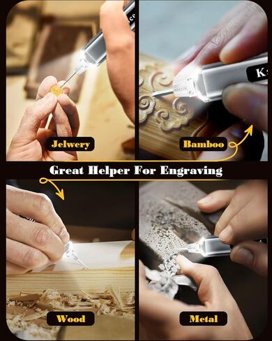 Cordless Engraving Pen with 48 Kits & LED Screen, 5-Speed Engraver Pen for Metal, Wood, Glass, Plastic & All Materials, USB Rechargeable Craft Gift for Teens, Adults and Beginners, Silver in Kuwait
