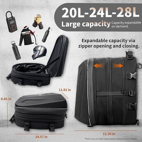 MRSXXNTY دراجة نارية الذيل حقيبة دراجة نارية السرج خوذة حقيبة سكوتر الأمتعة 20L-24L-28L المزدوج التوسع مقاوم للماء in Kuwait