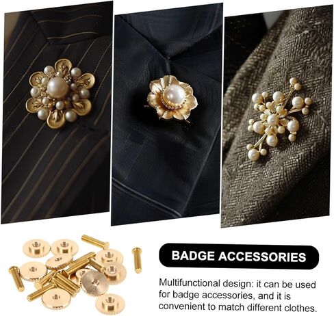 10Sets Badge Screw Pin with Caps Durable Metal Pin Backs for Crafting and Police Badges Easy Attach Detach Design Versatile Craft Supplies for in Kuwait