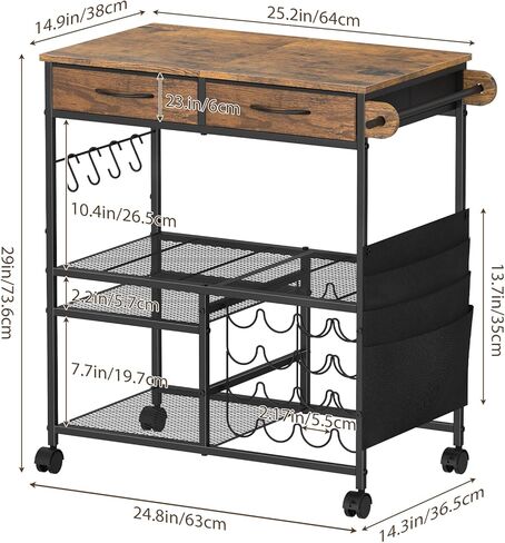 Craft Cart with Vinyl Roll Holder, Organizer & Storage Table for Cricut Machine with Drawer,Mobile Craft Organization and Storage Cart,Crafting Table Accessories Holder for Craft Room Brown in Kuwait