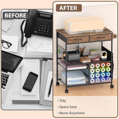Craft Cart with Vinyl Roll Holder, Organizer & Storage Table for Cricut Machine with Drawer,Mobile Craft Organization and Storage Cart,Crafting Table Accessories Holder for Craft Room Brown in Kuwait