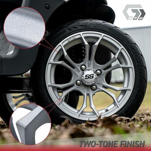 عجلة عربة جولف من الألومنيوم GTW Spyder مقاس 14 بوصة 14x7 | 4-4 بولت | إزاحة 3:4 | مجموعة من 4 قطع (مصنوعة آليًا/فضية غير لامعة) in Kuwait