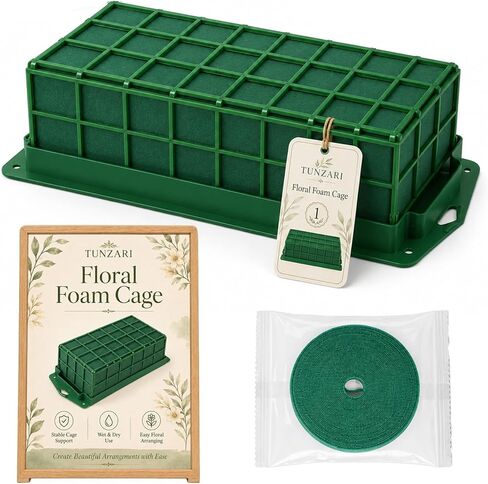 Tunzari Floral Foam Cage, Wet and Dry Flower Cage Holder with Green Foam Block for Fresh and Artificial Flowers, Arrangement Supplies for Wedding Arch, Centerpieces, Home and Garden Decor (4 pcs) in Saudi Arabia