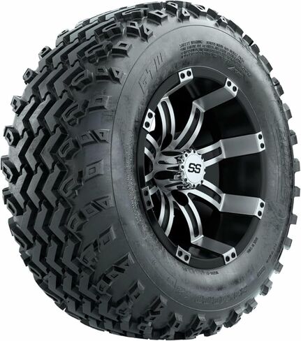 مجموعة عجلات وإطارات عربة الجولف مقاس 12 بوصة من GTW | عجلات GTW Tempest مُصنعة/سوداء مقاس 23x10-12 (23 بوصة) إطارات Rogue لجميع التضاريس | مجموعة من 4 in Kuwait