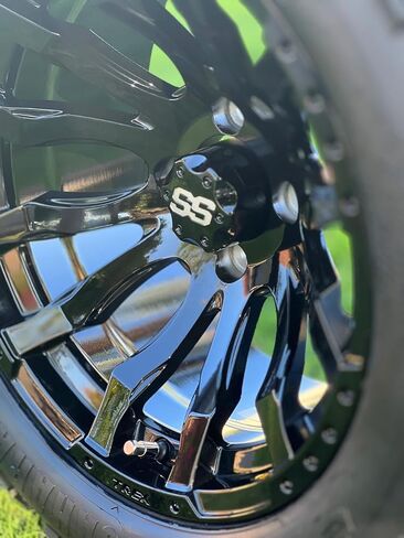 TREX 14" Maverick Gloss Black Golf Cart Wheels and 23x10-14" All Terrain DOT Tires Combo - Set of 4 (Metric Lugs 12mm x 1.25) in Kuwait