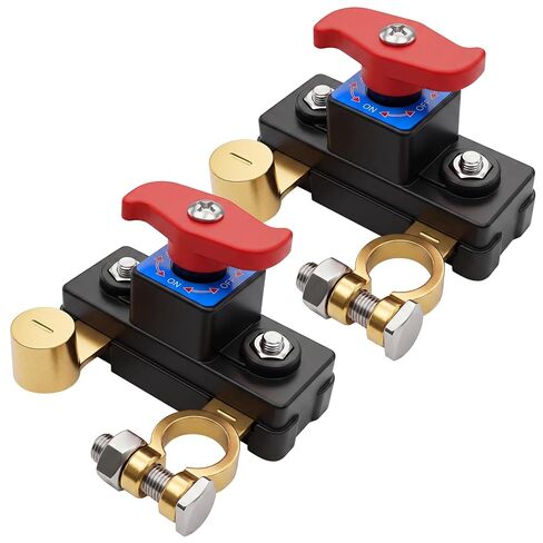 2 Pcs Universal Car Battery Disconnect Switch & Battery Cut Off Switch, Adjustable Manual Battery Kill Switch(Pure Copper), Suitable for Most 12V-24V Batteries in Kuwait