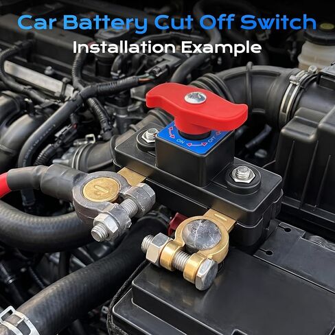 2 Pcs Universal Car Battery Disconnect Switch & Battery Cut Off Switch, Adjustable Manual Battery Kill Switch(Pure Copper), Suitable for Most 12V-24V Batteries in Kuwait