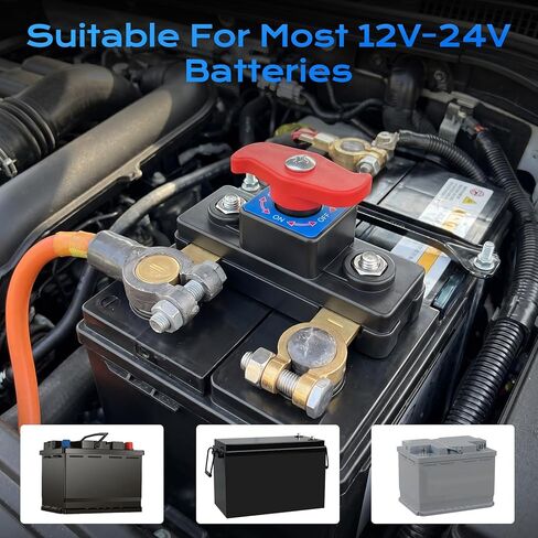 2 Pcs Universal Car Battery Disconnect Switch & Battery Cut Off Switch, Adjustable Manual Battery Kill Switch(Pure Copper), Suitable for Most 12V-24V Batteries in Kuwait