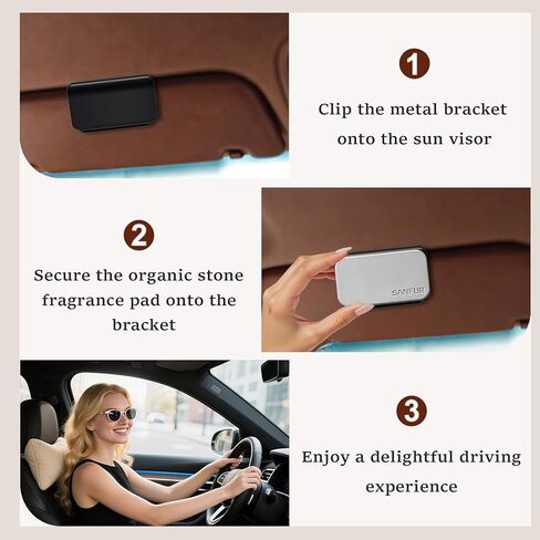 Car Air Freshener - Stone Air Freshener for Visor Clip-Long Lasting Car Odor Eliminator and Scent Diffuser for Cabin, Truck & SUV-2 Clips-Variety 4 Pack(Teak-Amber-Cabana-Open air) in Kuwait