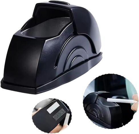 Car Ashtray with Lid, Smokeless Car Ashtray with Stainless Steel Liner, Portable Auto Ashtray for Cup Holder or Door, Universal Fit, Black in Kuwait