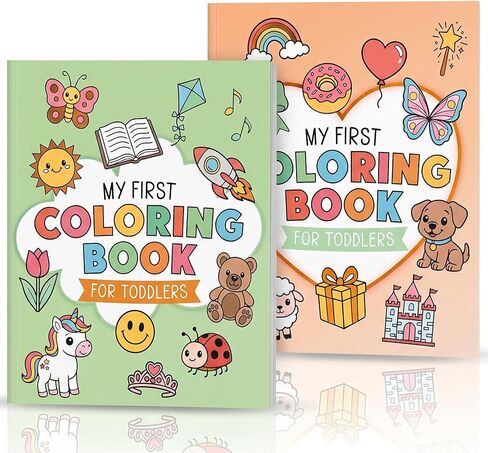 ZICOTO Fun Coloring Book for Toddlers - Set of 2 Cute My First Toddler Coloring Books with Big Simple Designs - Easy Learning Activity Book for Kids, Boys and Girls to Keep Little Ones Engaged in Kuwait