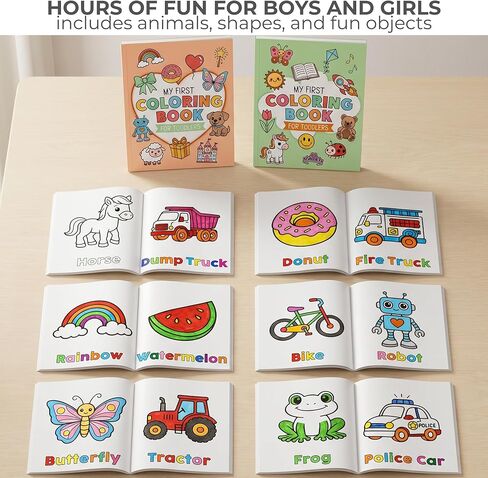 ZICOTO Fun Coloring Book for Toddlers - Set of 2 Cute My First Toddler Coloring Books with Big Simple Designs - Easy Learning Activity Book for Kids, Boys and Girls to Keep Little Ones Engaged in Kuwait