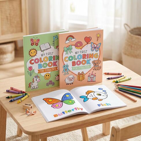 ZICOTO Fun Coloring Book for Toddlers - Set of 2 Cute My First Toddler Coloring Books with Big Simple Designs - Easy Learning Activity Book for Kids, Boys and Girls to Keep Little Ones Engaged in Kuwait