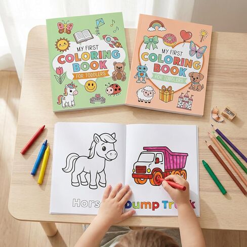 ZICOTO Fun Coloring Book for Toddlers - Set of 2 Cute My First Toddler Coloring Books with Big Simple Designs - Easy Learning Activity Book for Kids, Boys and Girls to Keep Little Ones Engaged in Kuwait
