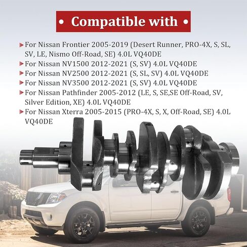 12200-EA200 Crankshaft Compatible with Nissan Frontier NV1500/NV2500/NV3500 Pathfinder Xterra VQ40DE V6 4.0L 92mm 2005-2021 12200-9BF0A in Kuwait