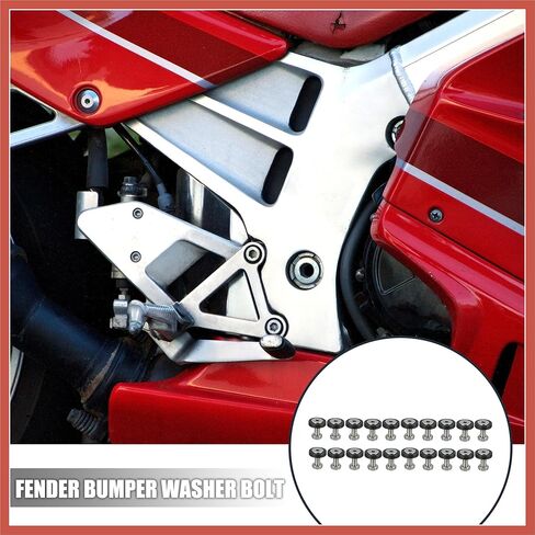 ACROPIX 20 Pcs Car Motorcycle Black M6 Fender Bumper Washer Bolt Nuts Kit Aluminum Alloy Engine Bay Fastener Car Parts in Kuwait