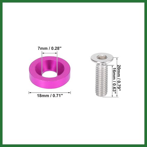 Motoforti 30pcs Bumper Mudguard Washer Bolts M6x1.0 Aluminum Alloy Engine Bay Dress Up Screw Pink Long-lasting in Kuwait