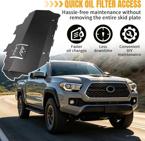 لوحة انزلاقية لسيارة Toyota Tacoma 2024-2025 2WD و4WD (موديلات الغاز فقط) وصول إلى فلتر الزيت من الألومنيوم - تتضمن مفتاح الربط والأجهزة in Kuwait
