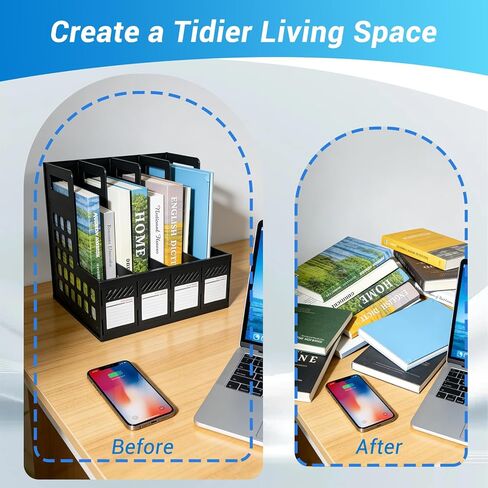 Ysenchan Plastic Magazine File Holder, Desk Organizer File Folder for Office Organization and Storage, Sturdy Binder Organizer with 4 Vertical Compartmente，Desktop Accessories for Office Storage in Kuwait