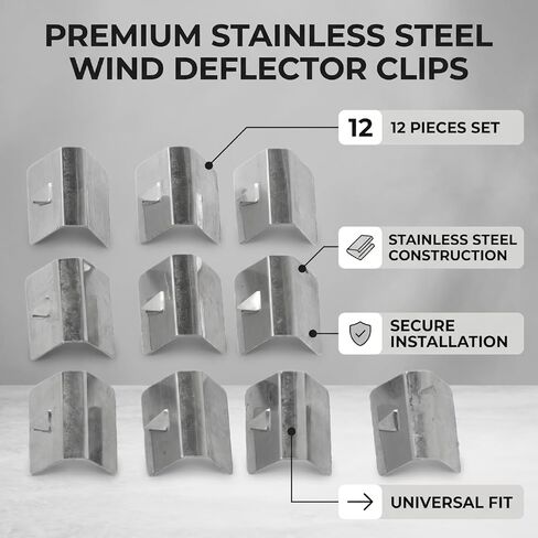 Aramox 12PCS Sunroof Wind Deflector Window Visors Rain Guards Stainless Steel Replacement for Heko G3 Sned Windshield Wind Rain Deflector Channel Clips Set in Kuwait