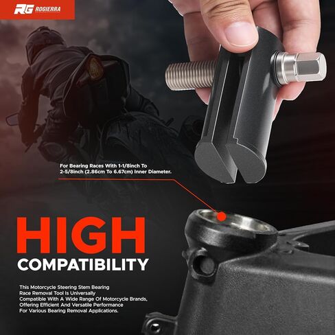 Rogierra Motorcycle Steering Stem Bearing Race Removal Tool Compatible with 1-1/8" to 2-5/8" ID Races, Universal Neck Bearing Race Puller and Extraction Tool in Kuwait