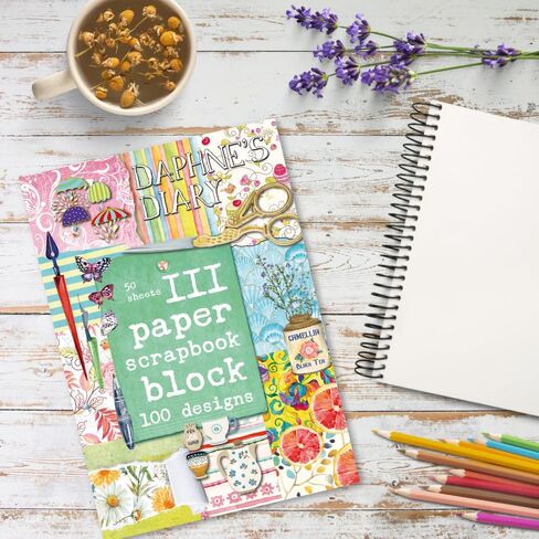 Daphne's Diary Scrapbook III | 50 Pages with 100 Beautiful Designs | Vintage Scrapbooking Kit with Designed Paper & Craft Supplies | Perfect for Self-Care, Junk Journaling, and Creative Projects in Kuwait