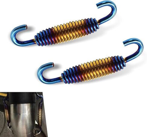 2PCS Motorcycle Exhaust Muffler Spring, 1.57" & 2.36" Reinforced Stainless Steel Motorbike Spring Hooks, Universal for Riding Motorcycles, Scooters, ATVs (Multicolored Blue) in Kuwait