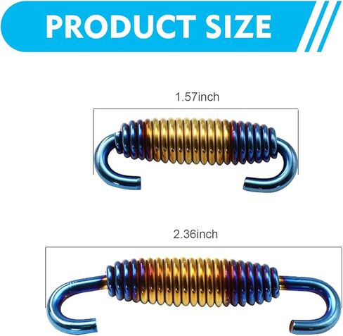 2PCS Motorcycle Exhaust Muffler Spring, 1.57" & 2.36" Reinforced Stainless Steel Motorbike Spring Hooks, Universal for Riding Motorcycles, Scooters, ATVs (Multicolored Blue) in Kuwait