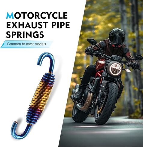 2PCS Motorcycle Exhaust Muffler Spring, 1.57" & 2.36" Reinforced Stainless Steel Motorbike Spring Hooks, Universal for Riding Motorcycles, Scooters, ATVs (Multicolored Blue) in Kuwait