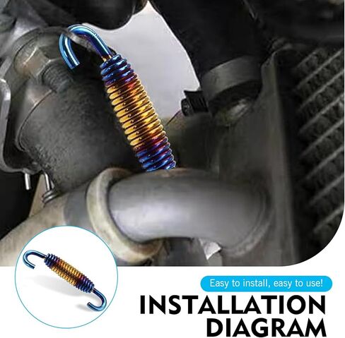 2PCS Motorcycle Exhaust Muffler Spring, 1.57" & 2.36" Reinforced Stainless Steel Motorbike Spring Hooks, Universal for Riding Motorcycles, Scooters, ATVs (Multicolored Blue) in Kuwait