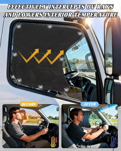 2Pcs Semi Truck Side Window Sun Shades,20×23" UV Protection Sunblock Side Window Shade with Suction Cup,Semi Truck Accessories for Kenworth,Volvo VNL,RV,Freightliner,International Trucks in Kuwait