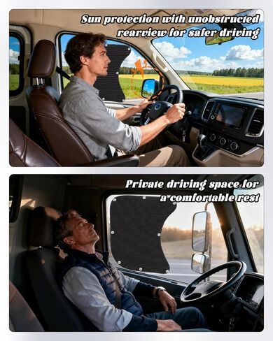 2Pcs Semi Truck Side Window Sun Shades,20×23" UV Protection Sunblock Side Window Shade with Suction Cup,Semi Truck Accessories for Kenworth,Volvo VNL,RV,Freightliner,International Trucks in Kuwait