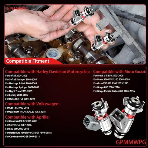 2Pcs Racing Fuel Injectors IWP162 OEM 4 Holes Injector Compatible with Harley Davidson Electra Glide Road King Street Glide Fat Boy Replaces OE 27609-01B, 27609-01, 1022-0113 Set of 2 in Kuwait