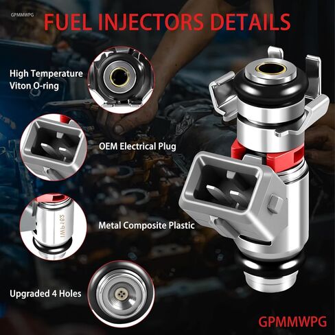 2Pcs Racing Fuel Injectors IWP162 OEM 4 Holes Injector Compatible with Harley Davidson Electra Glide Road King Street Glide Fat Boy Replaces OE 27609-01B, 27609-01, 1022-0113 Set of 2 in Kuwait