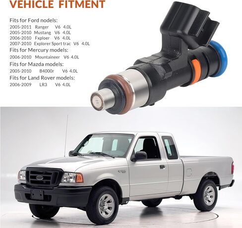مجموعة حاقن الوقود مكونة من 6 قطع 0280158055 متوافقة مع Ford Explorer Sport Trac 2007-2010، Mustang 2005-2010، Ranger 2005-2011، Mercury Mountaineer 2006-2010، V6 4.0L، يستبدل #822-11193 FJ818 in Kuwait