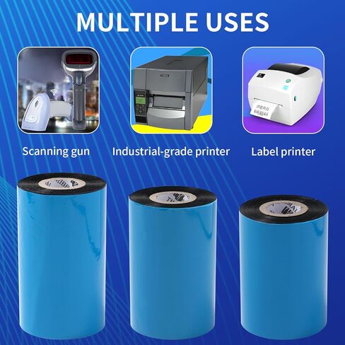 6 Rolls 4.33'' x 984.25' Premium Resin Enhanced Wax Ribbon,110mm x 300m Black Thermal Transfer Ribbon, Barcode Thermal Label Printer Ribbon, CSO-Ink Outside, 1'' Core for Zebra, TSC, GoDex, Citizen in Kuwait