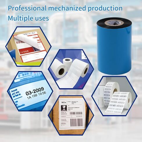 6 Rolls 4.33'' x 984.25' Premium Resin Enhanced Wax Ribbon,110mm x 300m Black Thermal Transfer Ribbon, Barcode Thermal Label Printer Ribbon, CSO-Ink Outside, 1'' Core for Zebra, TSC, GoDex, Citizen in Kuwait