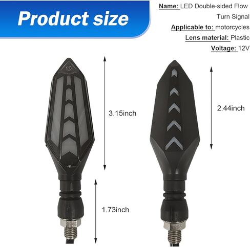 4 PCS Motorcycle Turn Indicator Lights, Arrow Shape Flowing Turn Signal LED with Daytime Running Lights, LED Double-sided Flowing Blinker, Cool Modified Accessories for Motocycle (Blue) in Kuwait