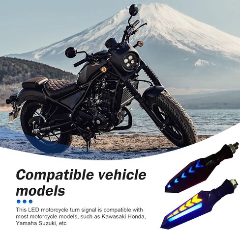 4 PCS Motorcycle Turn Indicator Lights, Arrow Shape Flowing Turn Signal LED with Daytime Running Lights, LED Double-sided Flowing Blinker, Cool Modified Accessories for Motocycle (Blue) in Kuwait