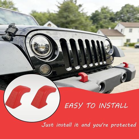 Tow Hook Covers - 2 PCS Tow Trailer Hitch Receiver Cover for Jeep Wrangler JK JL 4XE TJ & Gladiator JT 2007-2026 - Front Bumper Rubber Sleeve Protectors, Exterior Styling Accessories in Kuwait