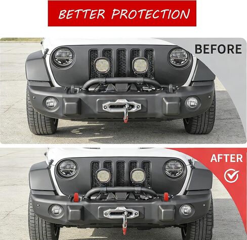Tow Hook Covers - 2 PCS Tow Trailer Hitch Receiver Cover for Jeep Wrangler JK JL 4XE TJ & Gladiator JT 2007-2026 - Front Bumper Rubber Sleeve Protectors, Exterior Styling Accessories in Kuwait