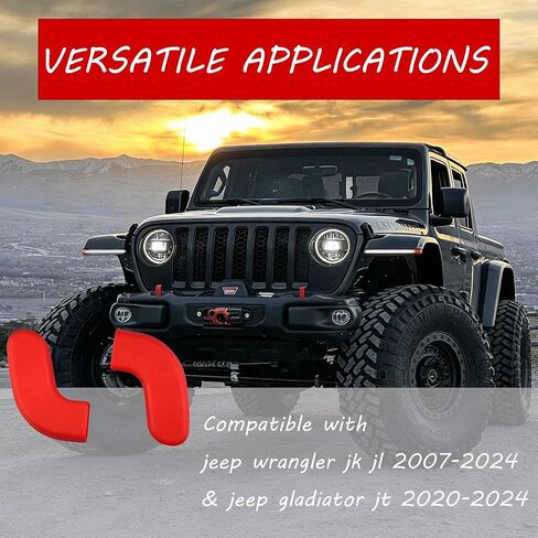 Tow Hook Covers - 2 PCS Tow Trailer Hitch Receiver Cover for Jeep Wrangler JK JL 4XE TJ & Gladiator JT 2007-2026 - Front Bumper Rubber Sleeve Protectors, Exterior Styling Accessories in Kuwait