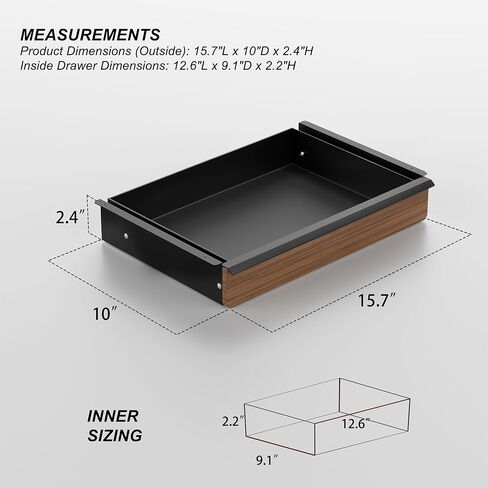 Under Desk Drawer, Solid Walnut Wood Panel – Sturdy Ball Bearing Slides, Easy Under-Desk Mount, Integrated Handle, Desktop Organizer for Office & Home Workstation in Kuwait