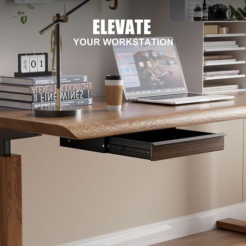 Under Desk Drawer, Solid Walnut Wood Panel – Sturdy Ball Bearing Slides, Easy Under-Desk Mount, Integrated Handle, Desktop Organizer for Office & Home Workstation in Kuwait