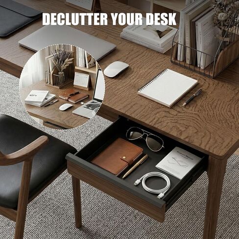 Under Desk Drawer, Solid Walnut Wood Panel – Sturdy Ball Bearing Slides, Easy Under-Desk Mount, Integrated Handle, Desktop Organizer for Office & Home Workstation in Kuwait