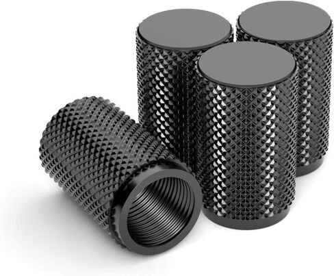 STEEL HAWK 316L Stainless Steel Tire Valve Caps (4-Pack)-No-Fuse CNC Machined - Raw Marine-Grade Finish w/Airtight Silicone O-Ring Seal - Universal Fit for Cars, Trucks, Motorcycles | STD/PVD Black in Kuwait