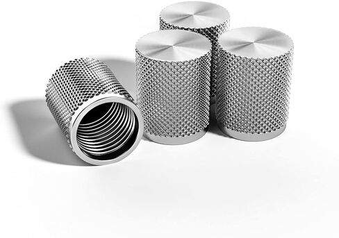 STEEL HAWK 316L Stainless Steel Tire Valve Caps (4-Pack)-No-Fuse CNC Machined - Raw Marine-Grade Finish w/Airtight Silicone O-Ring Seal - Universal Fit for Cars, Trucks, Motorcycles | STD/PVD Black in Kuwait