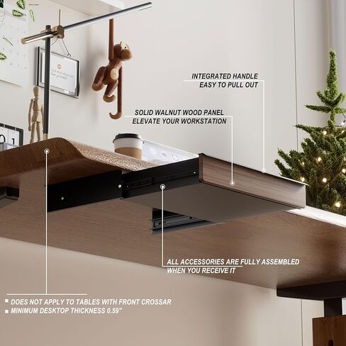 Under Desk Drawer, Solid Walnut Wood Panel – Sturdy Ball Bearing Slides, Easy Under-Desk Mount, Integrated Handle, Desktop Organizer for Office & Home Workstation in Kuwait